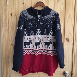 NWOT Simply Southern 1/4 Zip Mock Neck Reindeer Sweater Christmas